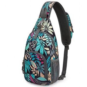 G4Free Women's Multicolor Tropical Print Water-Resistant RFID Sling Bag Backpack